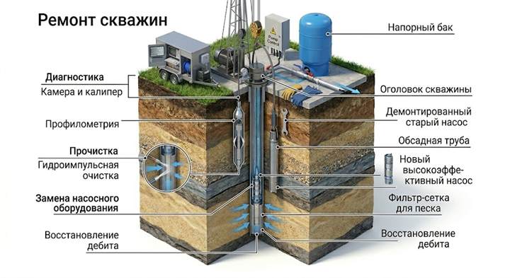 Ремонт скважин в Болотном
